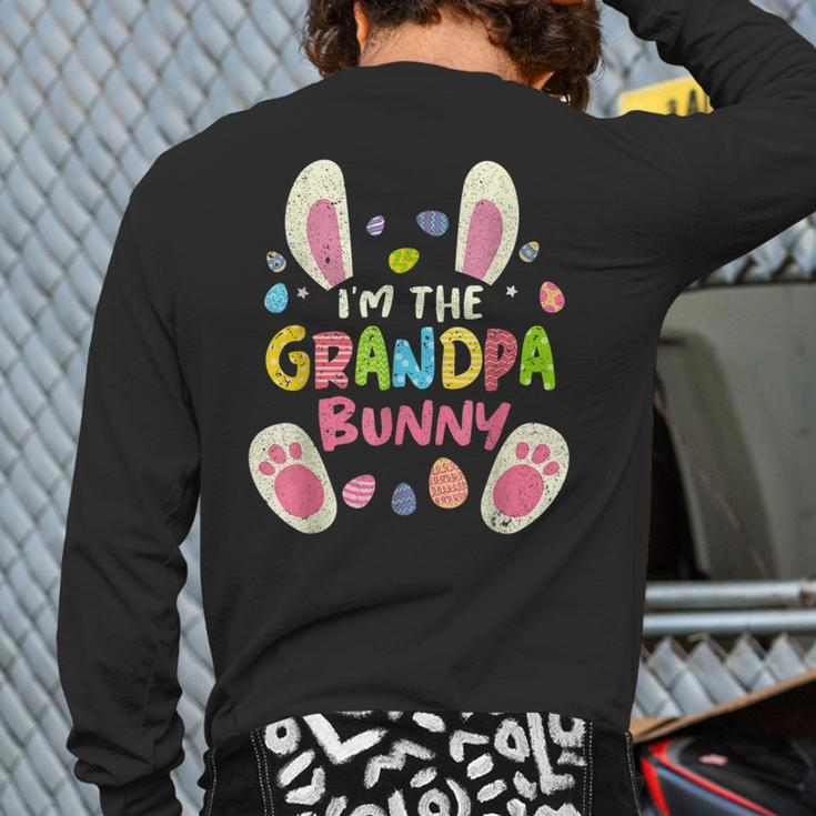Grandpa Easter Matching Family Party Bunny Face Back Print Long Sleeve T-shirt