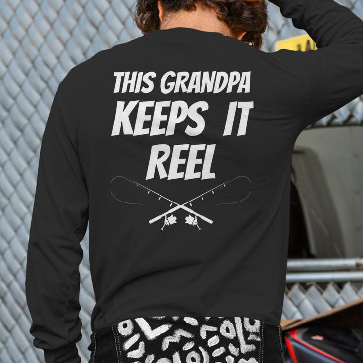 This Grandpa Keeps It Reel Back Print Long Sleeve T-shirt