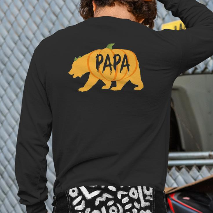 Halloween Papa Bear Pumpkin Father's Back Print Long Sleeve T-shirt