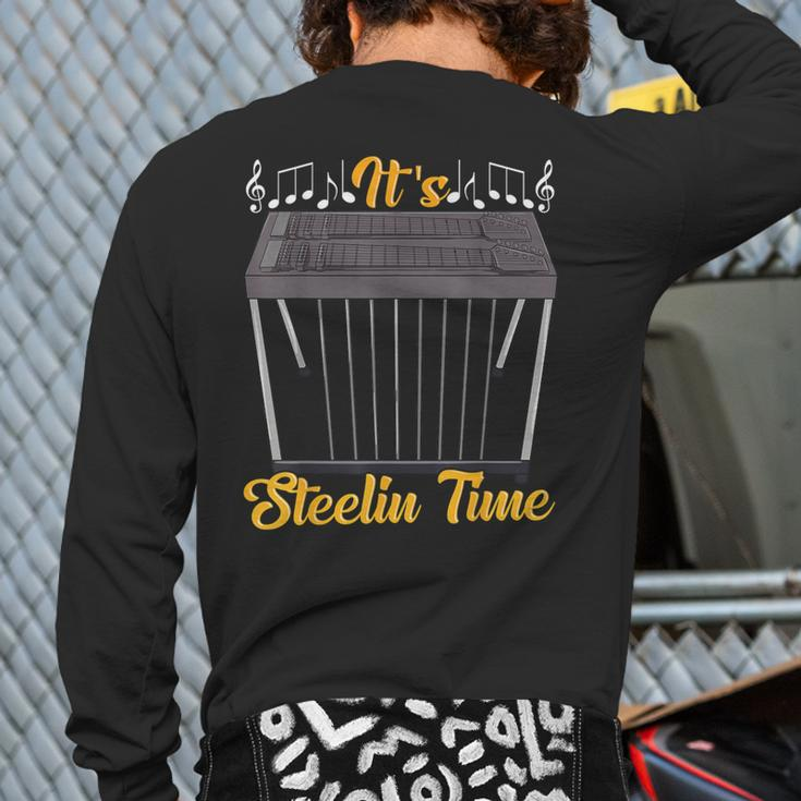 It's Slin Time Pedal Sl Guitar Player Guitarist Back Print Long Sleeve T-shirt