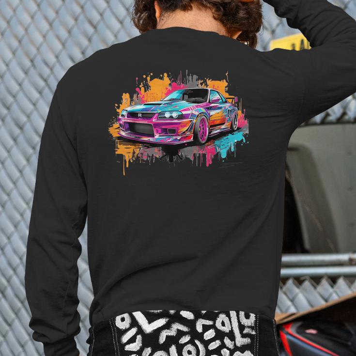 Jdm Car Tuning Japanese Domestic Market Automotiv Drifting Back Print Long Sleeve T-shirt