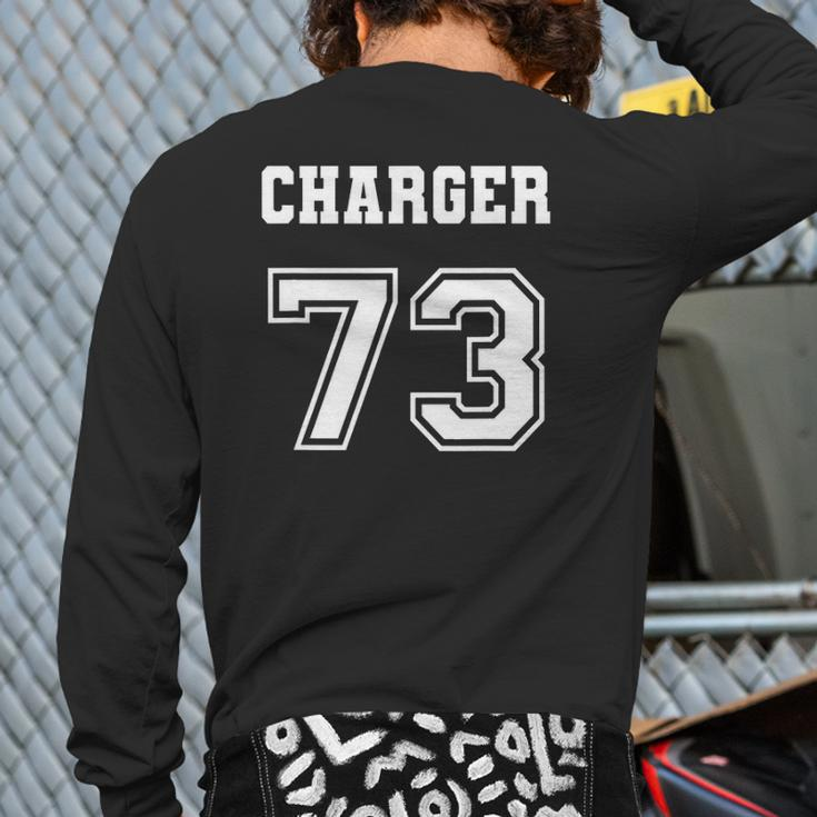 Jersey Style Charger 73 1973 Old School Classic Muscle Car Back Print Long Sleeve T-shirt
