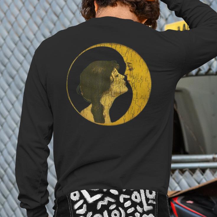 Kiss The Man On The Moon Distressed VintageBack Print Long Sleeve T-shirt