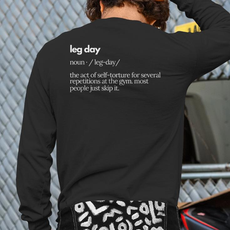 Leg Day Definition Mens Gym Pump Cover Oversized Gym Workout Back Print Long Sleeve T-shirt