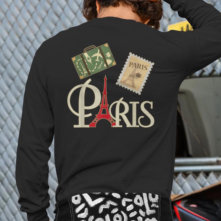 I Love Paris French Vintage Souvenir For Traveler Back Print Long Sleeve T-shirt