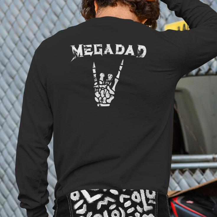 Megadad Rock Heavy Metal Guitar Dad Back Print Long Sleeve T-shirt