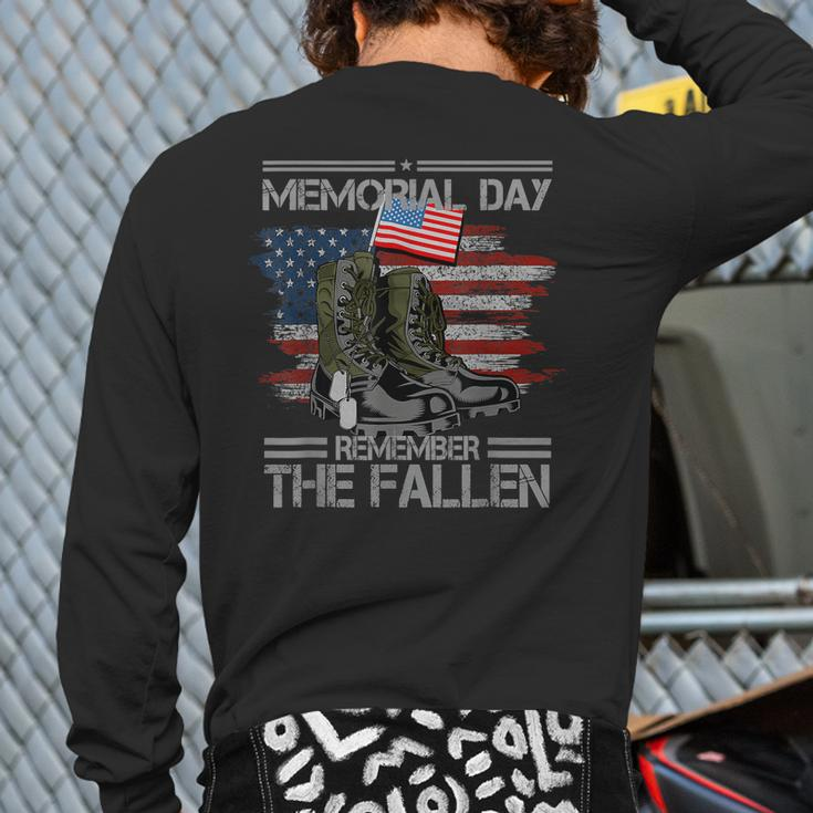 Memorial Day Remember The Fallen Veteran Military Vintage Back Print Long Sleeve T-shirt