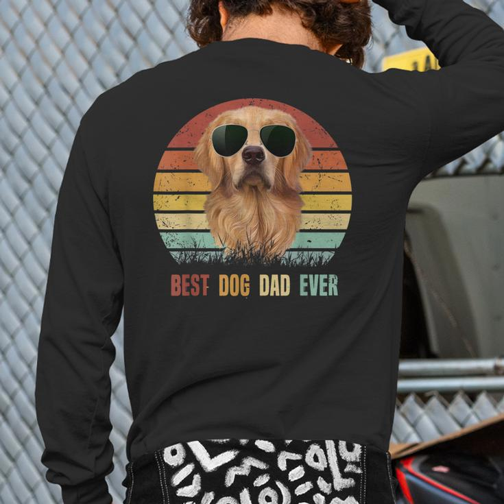Mens Best Dog Dad Ever Golden Retriever Tshirt Father's Day Back Print Long Sleeve T-shirt