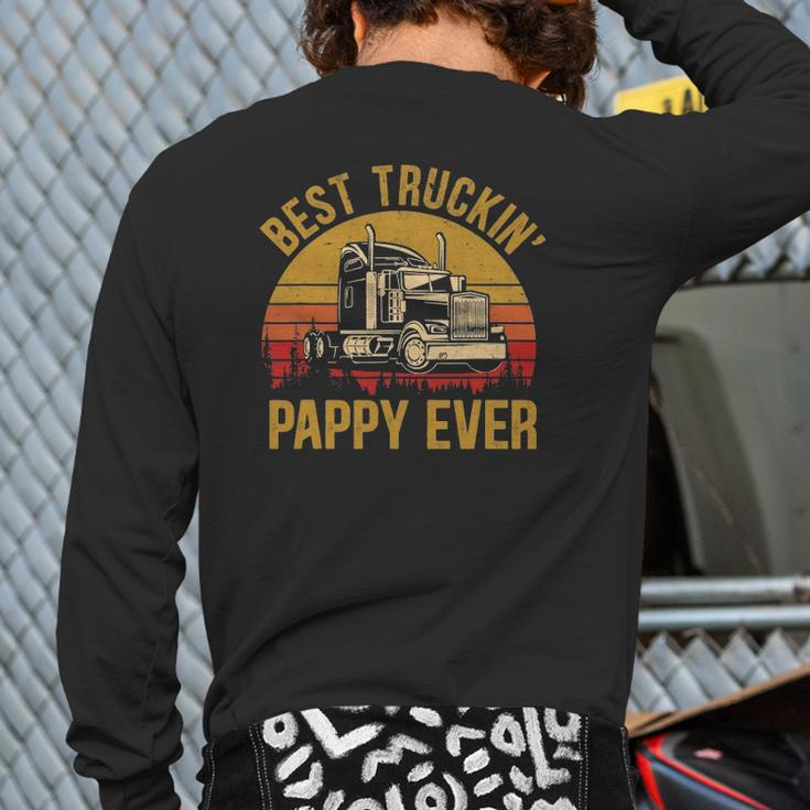 Mens Best Truckin Pappy Ever Big Rig Trucker Father's Day Back Print Long Sleeve T-shirt