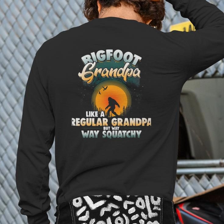 Mens Bigfoot Grandpa Sasquatch Bigfoot Father's Day Back Print Long Sleeve T-shirt