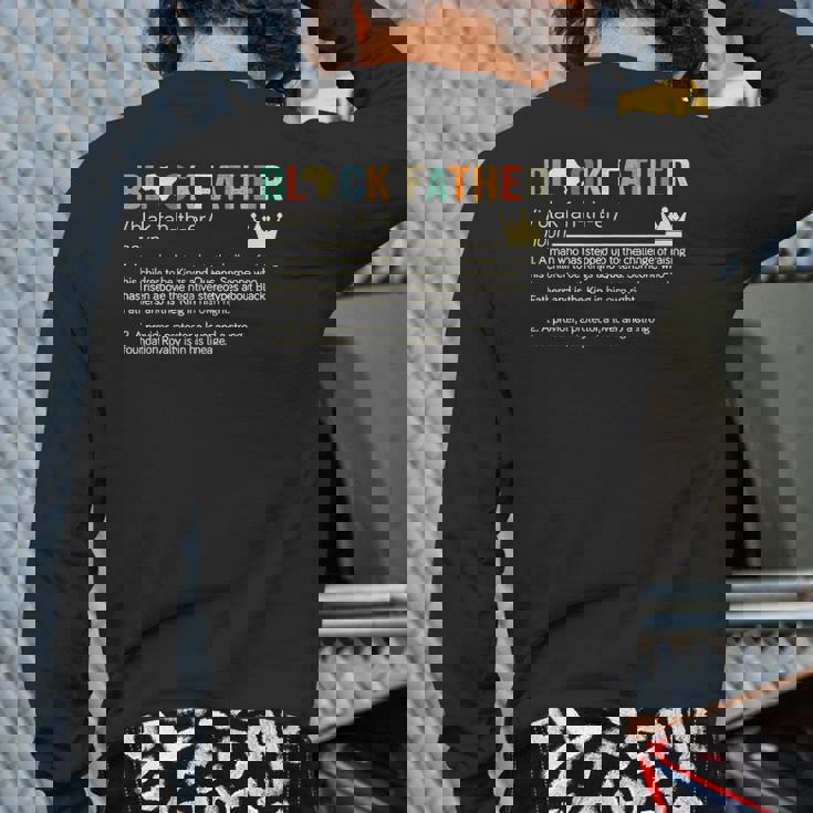 Mens Black Father Classic Black Lives Matter Father's Day Back Print Long Sleeve T-shirt