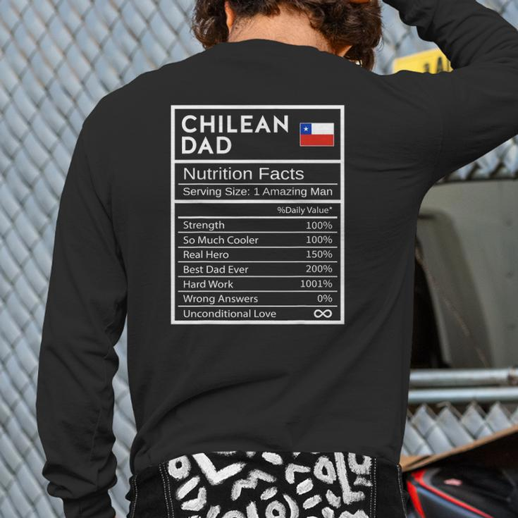 Mens Chilean Dad Nutrition Facts National Pride For Dad Back Print Long Sleeve T-shirt