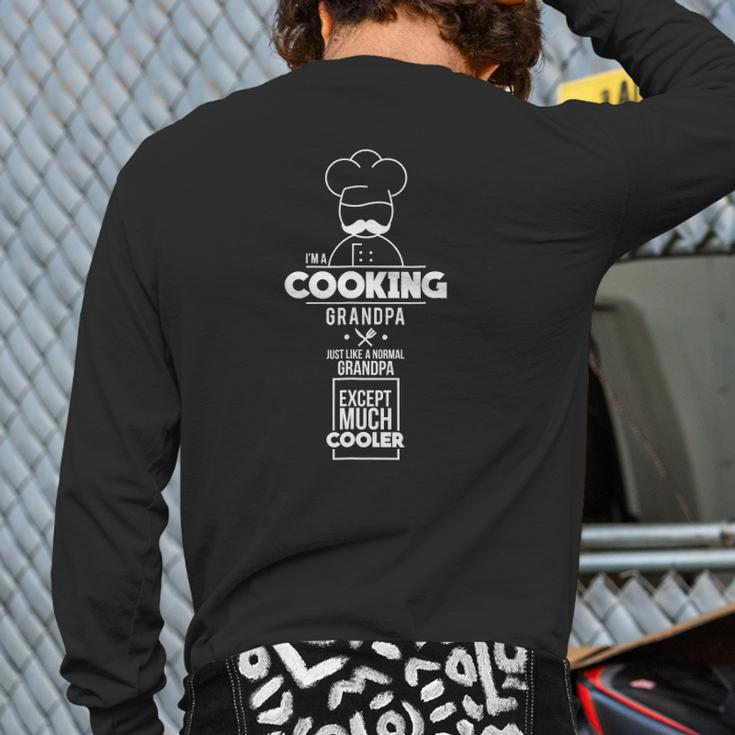 Mens Cooking Grandpa Cook Chef Grandparents Day Back Print Long Sleeve T-shirt