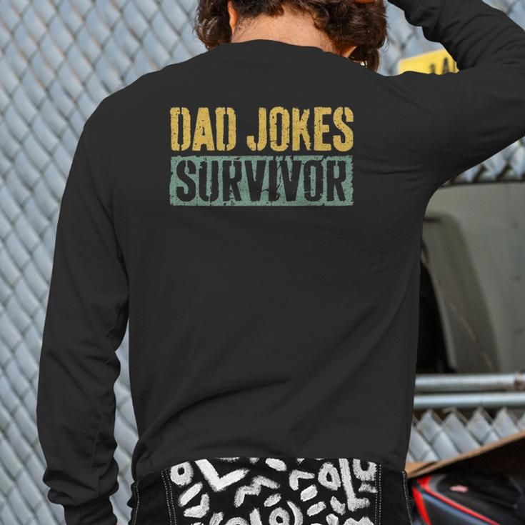 Mens Dad Jokes Survivor Father's Day Back Print Long Sleeve T-shirt