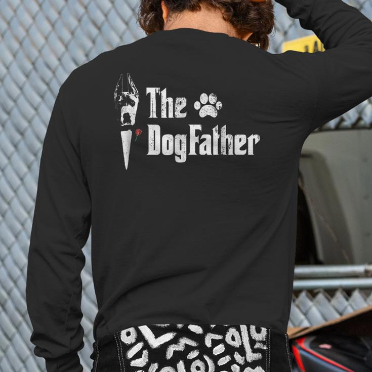 Mens The Dogfather Great Dane Dog Dad Tshirt Father's Day Back Print Long Sleeve T-shirt