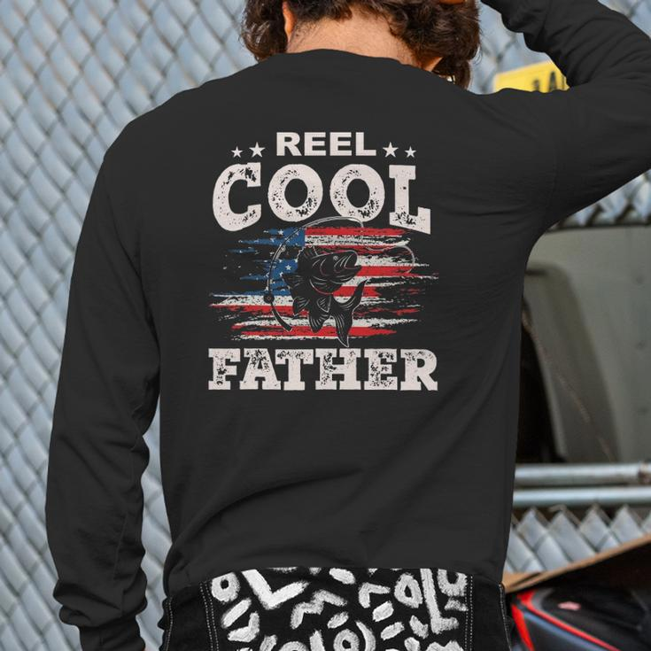 Mens For Father's Day Tee Fishing Reel Cool Father Back Print Long Sleeve T-shirt