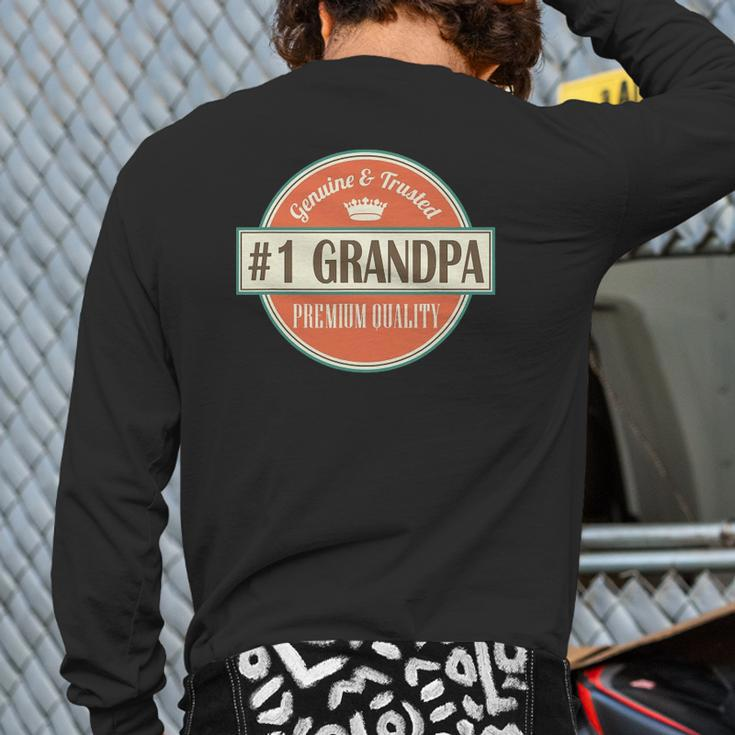 Mens Number 1 Grandpa 1 Grandfather Father's Day Back Print Long Sleeve T-shirt