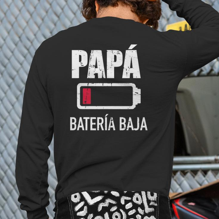 Mens Papá Batería Baja Para Día Del Padre Back Print Long Sleeve T-shirt