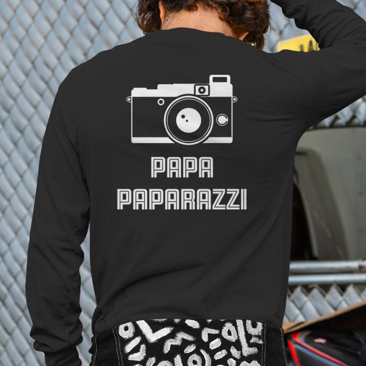 Mens Papa Paparazzi Retro Camera Photography Back Print Long Sleeve T-shirt