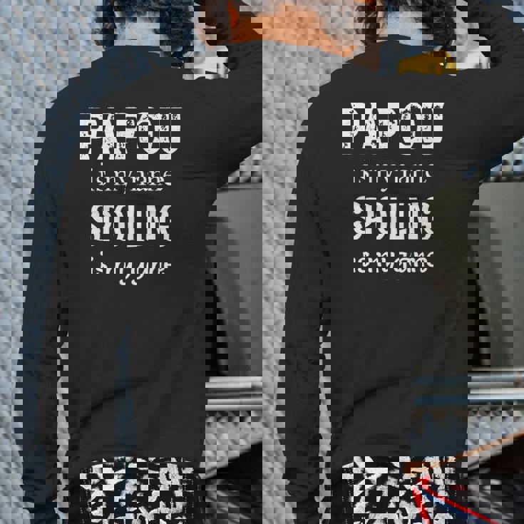 Mens Papou Is My Name Greece Greek Grandpa Grandfather Back Print Long Sleeve T-shirt