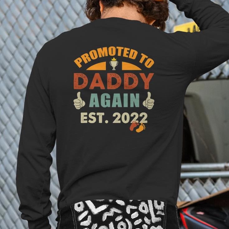 Mens Promoted To Daddy Again Est 2022 Vintage Dad Again Est 2022 Ver2 Back Print Long Sleeve T-shirt