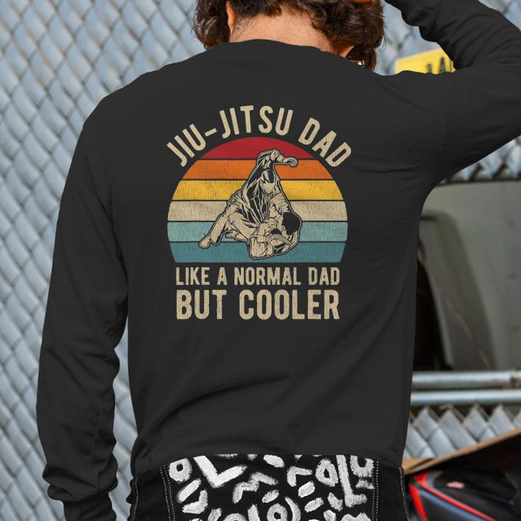 Mens Retro Jiu-Jitsu Dad Bjj Men Father Vintage Back Print Long Sleeve T-shirt