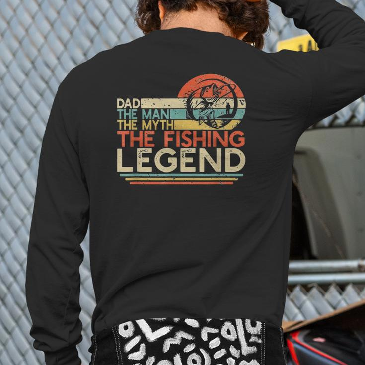 Mens Vintage Bass Fishing Dad Man The Myth The Legend Fisherman Classic Back Print Long Sleeve T-shirt