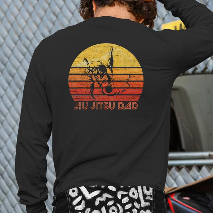 Mens Vintage Retro Proud Brazilian Jiu Jitsu Dad Silhouette Back Print Long Sleeve T-shirt