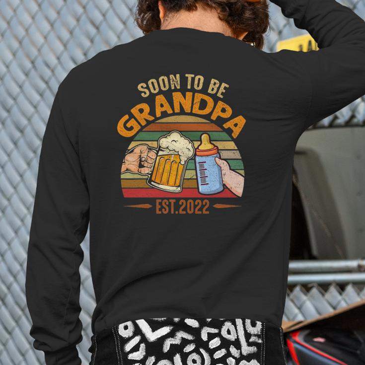 Mens Vintage Soon To Be Grandpa 2022 Fathers Day Back Print Long Sleeve T-shirt