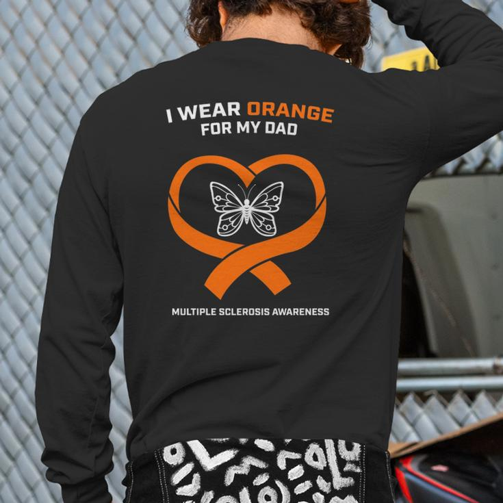Ms Butterfly Father Dad Multiple Sclerosis Awareness Back Print Long Sleeve T-shirt