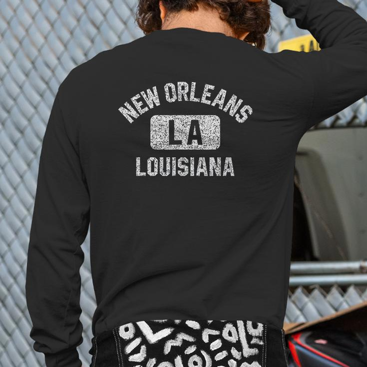 New Orleans Louisiana Gym Style Back Print Long Sleeve T-shirt