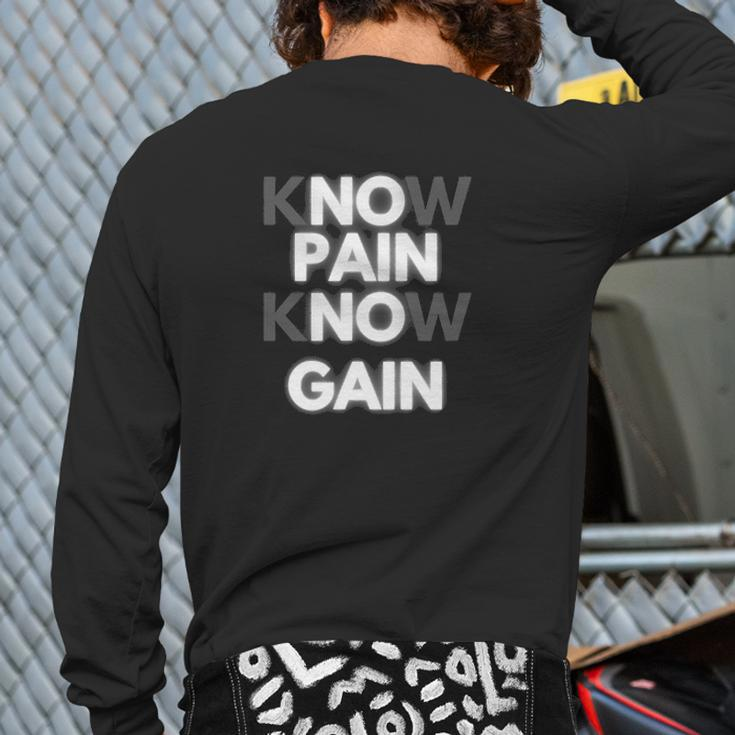 No Pain No Gain Fitness Body Building Lifting Cardio Back Print Long Sleeve T-shirt