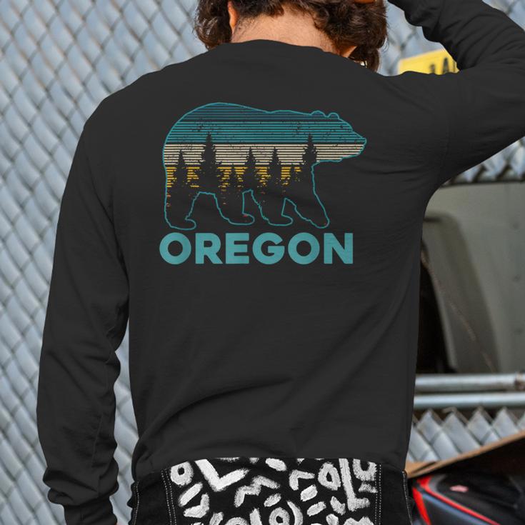 Oregon Vintage Grizzly Bear Nature Hiking Souvenir Back Print Long Sleeve T-shirt