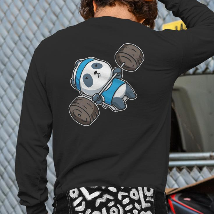 Panda Bear Gym Workout Training Bench Press Weightlifting Pullover Back Print Long Sleeve T-shirt