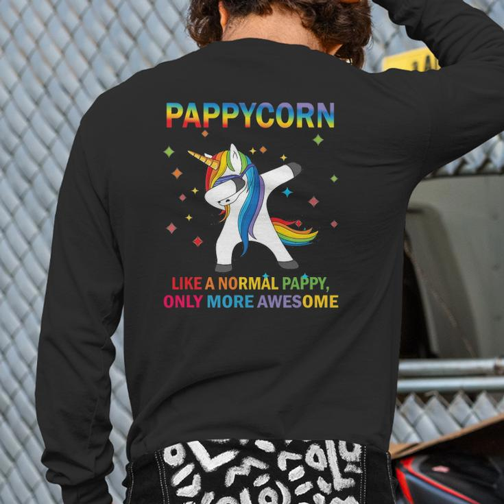 Pappycorn Dabbing Unicorn Pappy Back Print Long Sleeve T-shirt