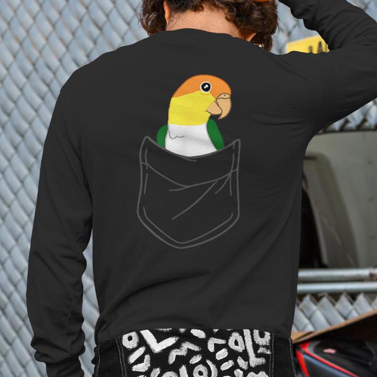 Pocket White Bellied Caique Cute Parrot Birb Memes Back Print Long Sleeve T-shirt