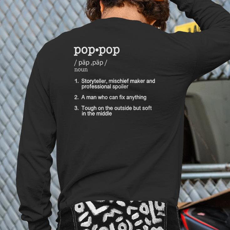 Poppop Definition Pop Pop Father's Day Tee Back Print Long Sleeve T-shirt