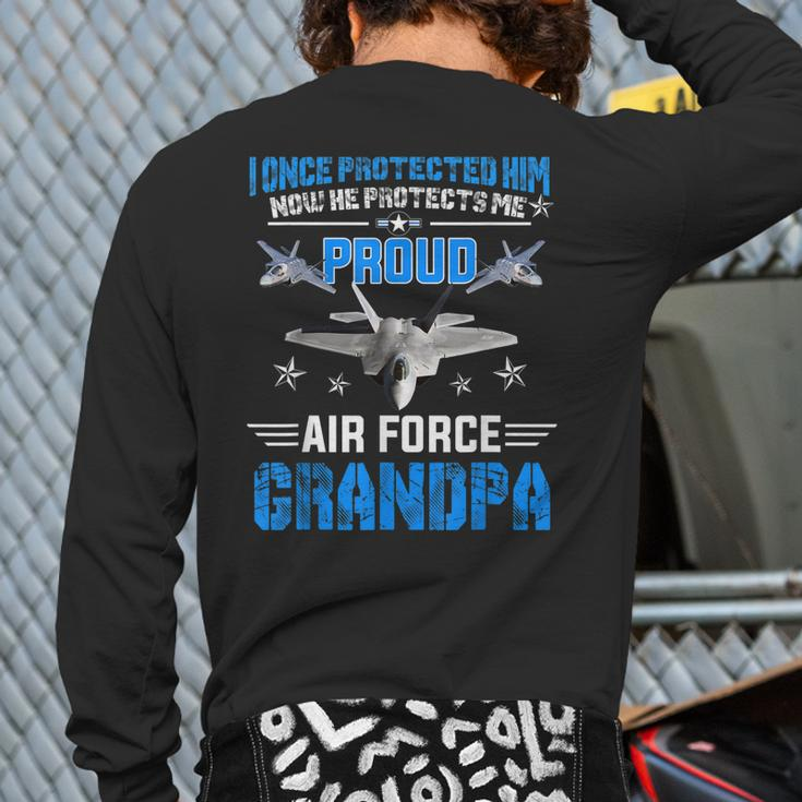 Pride Military Family Proud Grandpa Air Force Back Print Long Sleeve T-shirt