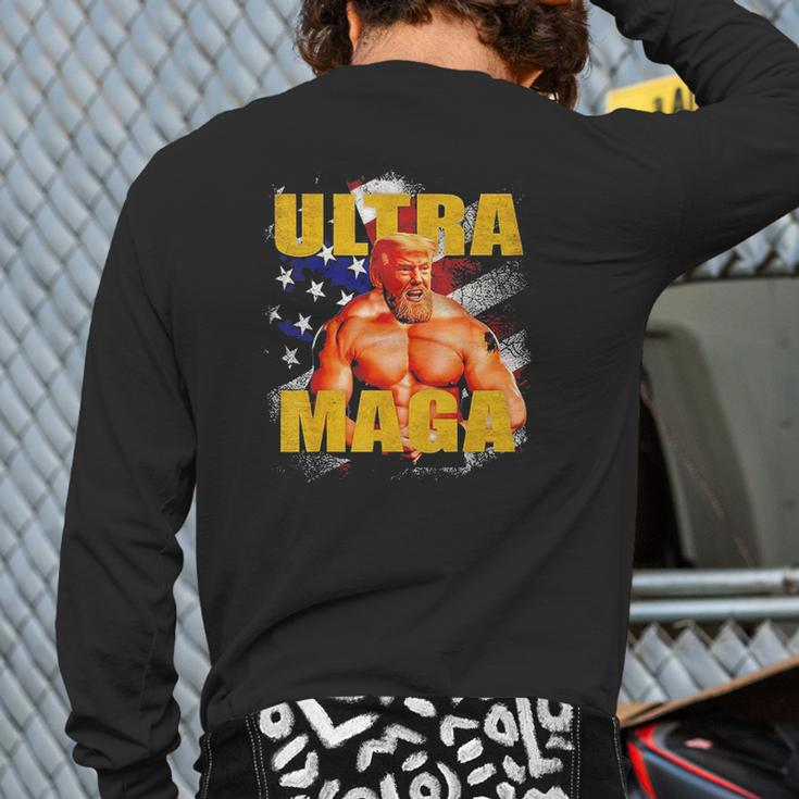 Pro-Trump Trump Muscle Ultra Maga American Muscle Back Print Long Sleeve T-shirt