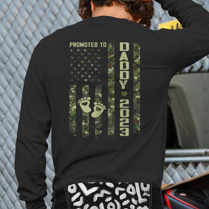 Promoted To Daddy 2023 First Time Father's Day New Dad Back Print Long Sleeve T-shirt