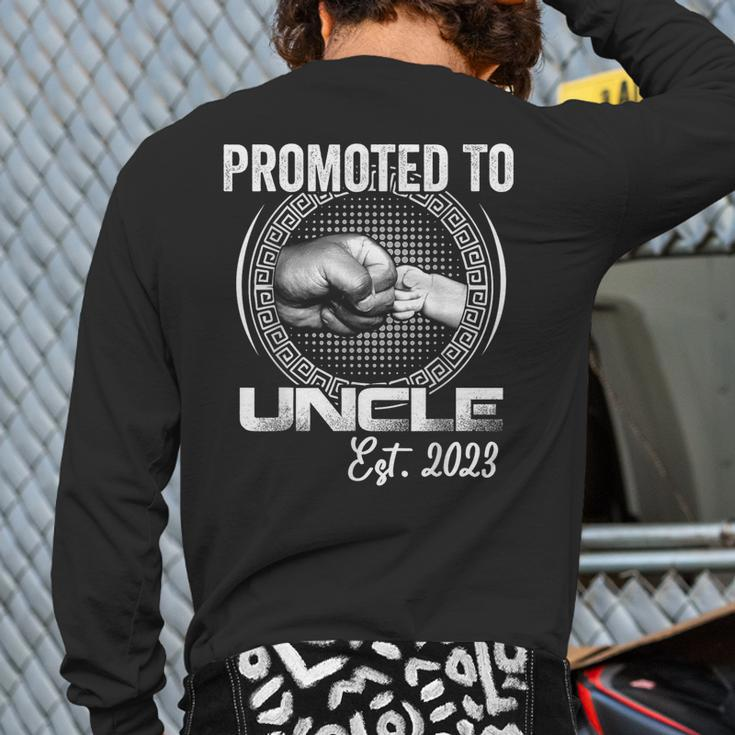 Promoted To Uncle 2023 First Time Fathers Day New Uncle Back Print Long Sleeve T-shirt