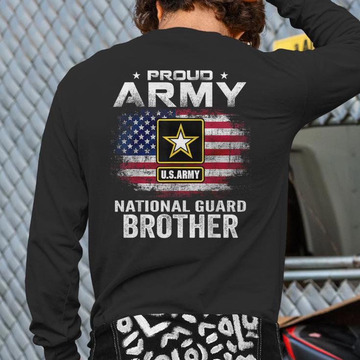 Proud Army National Guard Brother With American Flag Back Print Long Sleeve T-shirt