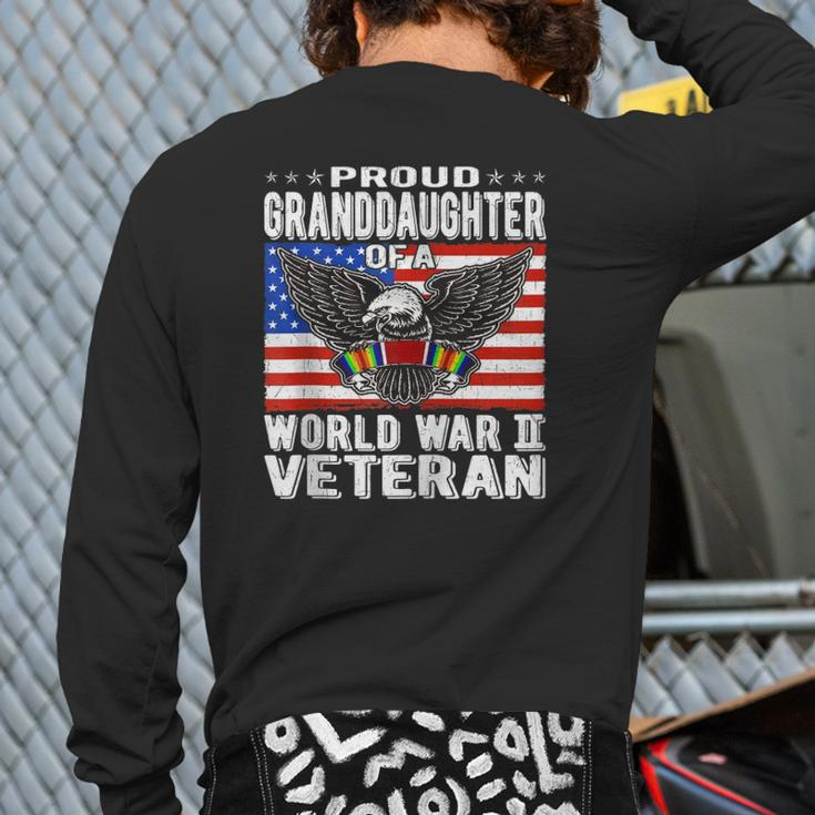 Proud Granddaughter Of A World War 2 Veteran Ww2 Family Zip Back Print Long Sleeve T-shirt