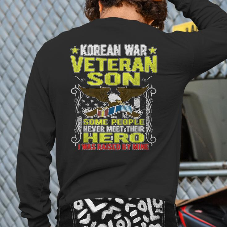 Proud Korean War Veteran Son Military Veterans Child Back Print Long Sleeve T-shirt