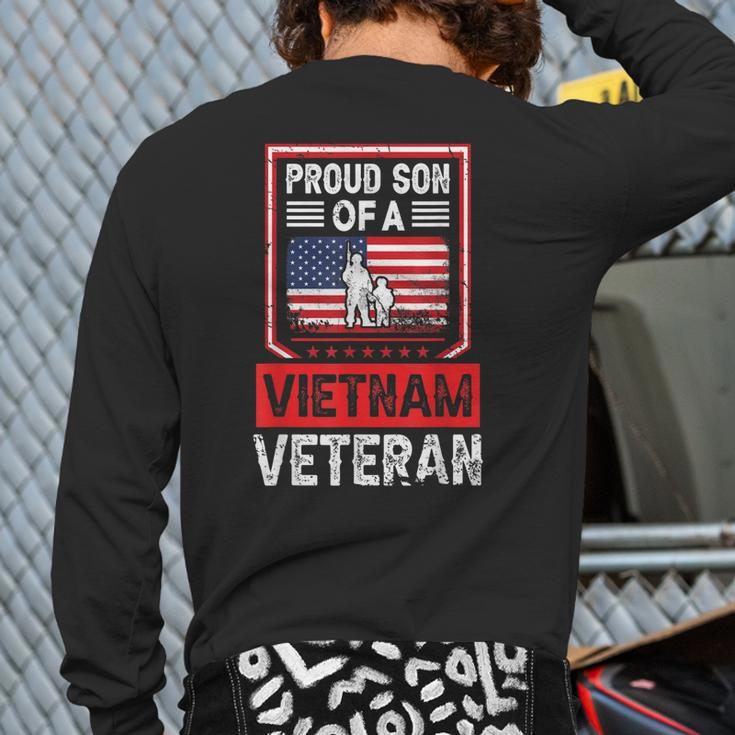 Proud Son Of A Vietnam Veteran Flag Military Veteran Back Print Long Sleeve T-shirt