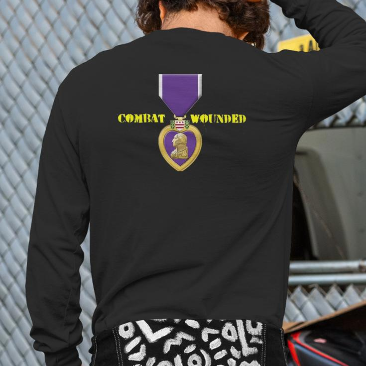 Purple Heart Combat Veteran Veterans Day Back Print Long Sleeve T-shirt