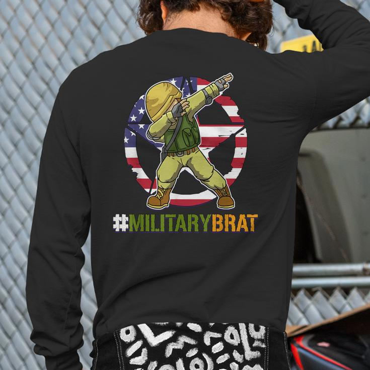 Purple Up Military Brat Dabbing Boys Military Child Month Back Print Long Sleeve T-shirt