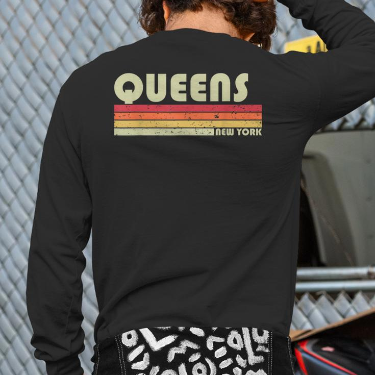 Queens Ny New York City Home Roots Retro 70S 80S Back Print Long Sleeve T-shirt