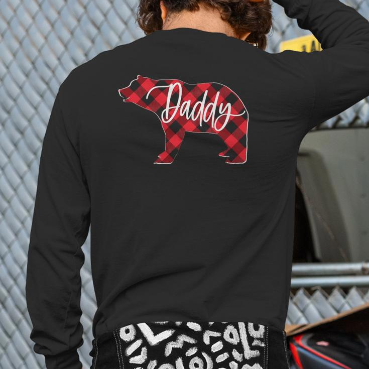 Red Buffalo Plaid Daddy Bear Matching Family Christmas Pj Back Print Long Sleeve T-shirt