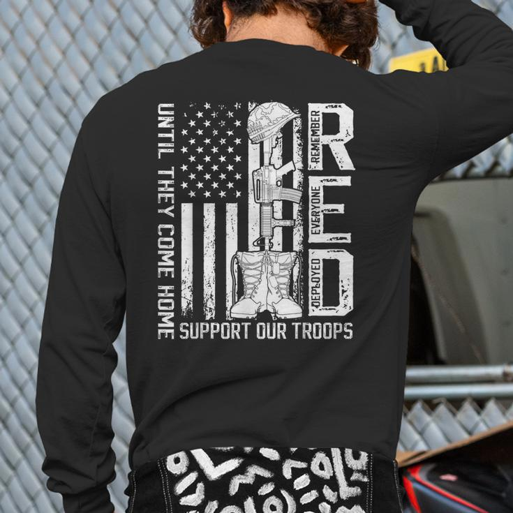 Red Remember Everyone Deployed Friday Us Military Veterans Back Print Long Sleeve T-shirt